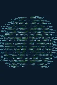 binary brain with sci-fi theme, concept of technology advancement, artificial intelligence, künstliche intelligenz