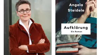 Angela Steidele (Foto Heike Steinweg) und Cover ihres Buchs "Aufklärung" (Insel-Verlag)
