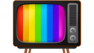 Fernseher mit LGBTIQ+ Flagge (DE)