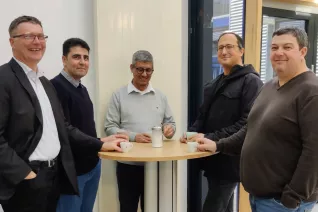 V.l.n.r. Dr. Rainer Herpers, Dr. Ammar Gharaibeh (GJU), Dr. Dhiah Abou-Tair (GJU), Dr. Luigi Lo Iacono und Dr. Ken Kent (UNB) Bild: Nadine Kutz