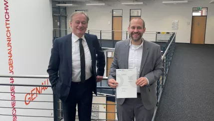 Hochschulpräsident Hartmut Ihne Professor Oskar Schnappauf 0123 Foto Daniela Greulich