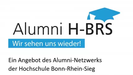 Texthinweis auf Angebot Alumni-Netzwerks mit Alumni Key Visual