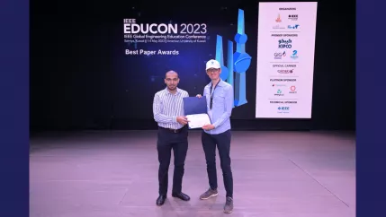 Best Paper Award für André Kless (rechts im Bild) auf der IEEE EDUCON 2023