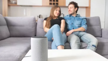 Symbolbild Smarthome mit Homebox Alexa im Wohnzimmer