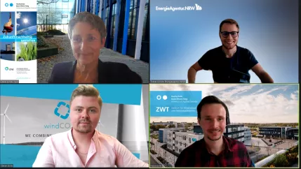 Zoom Sitzung zur Aufnahme des Podcasts "Erneuerbare Energien" der Energieagentur NRW, Episode 21: Klimaschutz international (DE)