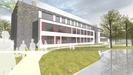 Neues Gebäude der Hochschule Bonn-Rhein-Sieg ZAF in Rheinbach (DE)