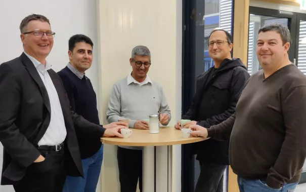 V.l.n.r. Dr. Rainer Herpers, Dr. Ammar Gharaibeh (GJU), Dr. Dhiah Abou-Tair (GJU), Dr. Luigi Lo Iacono und Dr. Ken Kent (UNB) Bild: Nadine Kutz