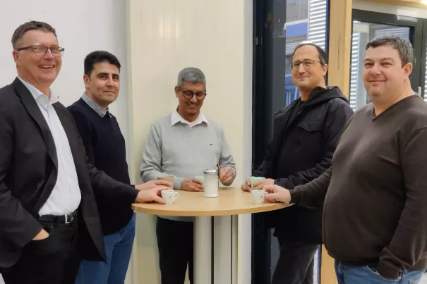 V.l.n.r. Dr. Rainer Herpers, Dr. Ammar Gharaibeh (GJU), Dr. Dhiah Abou-Tair (GJU), Dr. Luigi Lo Iacono und Dr. Ken Kent (UNB) Bild: Nadine Kutz