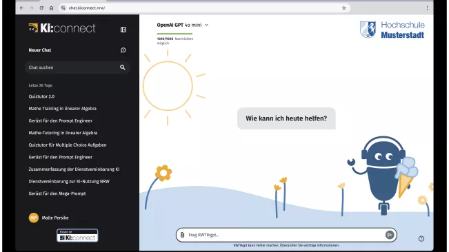 KI Connect Startseite / User Interface