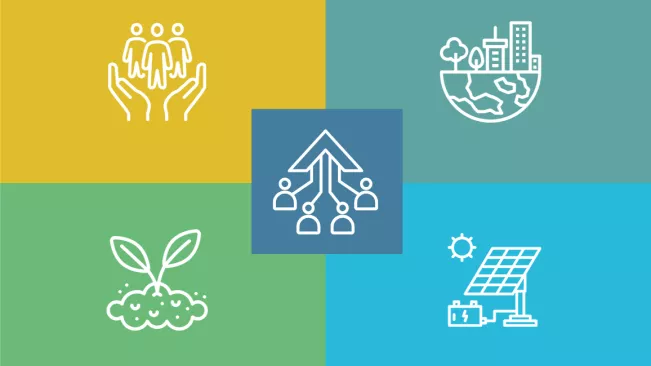 Grafik Forschungsfelder IZNE - 5 Icons