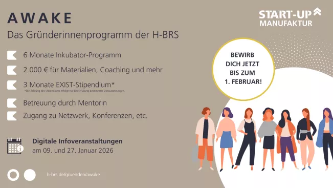 Banner AWAKE Gründerinnenprogramm
