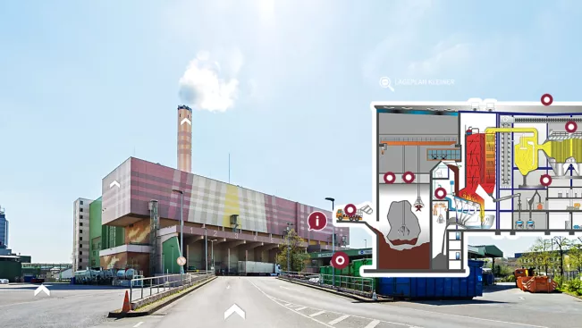 Müllverbrennungsanlage der Stadtwerke Bonn_Foto Gelände und Grafik innen