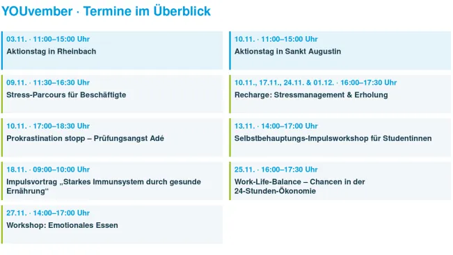 Terminübersicht YOUvember