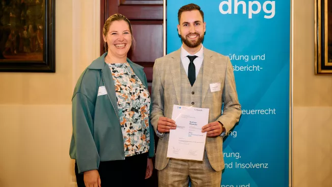 Förderpreisverleihung Herr Baranzke durch die dhpg