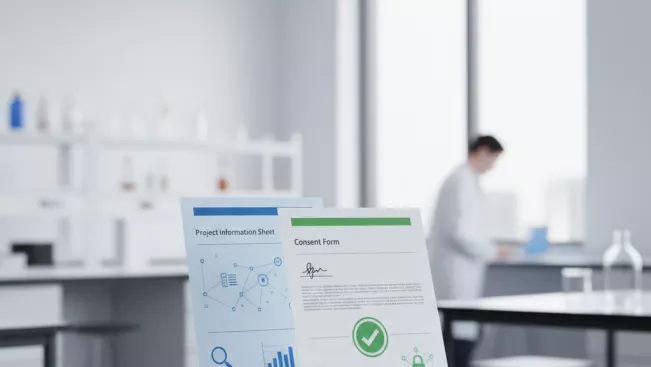 Teaserbild: Informationsblatt und Einwilligungserklärung für Forschungsprojekte