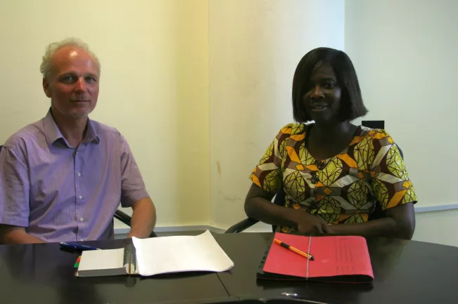 Gespräch Prof Bode Prof Boheene Ghana 20140531 Foto M. Flacke (DE)