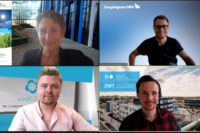 Zoom Sitzung zur Aufnahme des Podcasts "Erneuerbare Energien" der Energieagentur NRW, Episode 21: Klimaschutz international (DE)