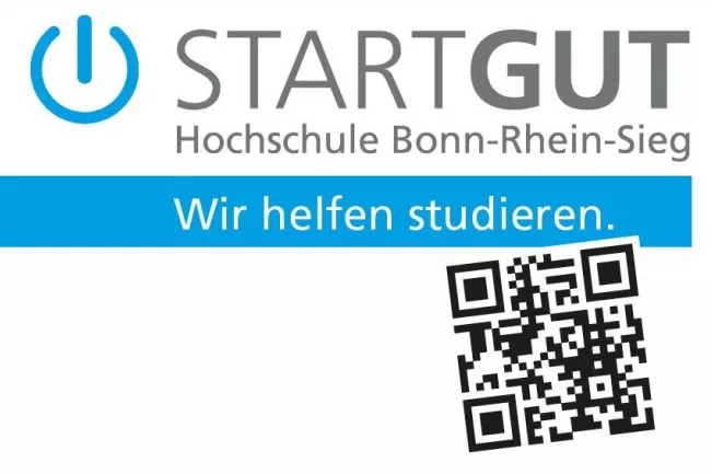 StartGut Logo Wir helfen studieren mit QR Code(DE)