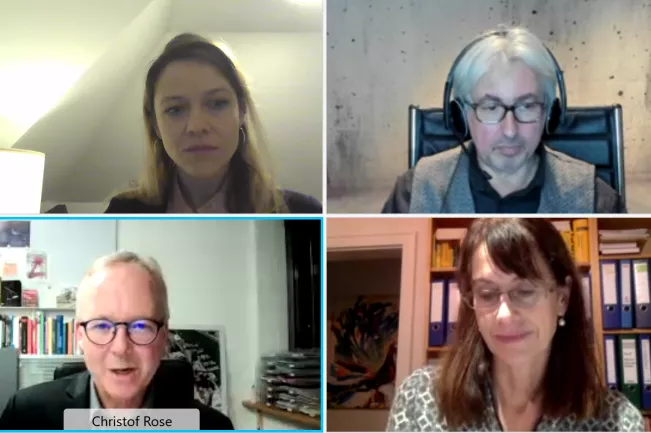 Im Gespräch: Doktorandin Patrycja Muc, Professor Andreas Schümchen, Pressesprecher Christof Rose und Professorin Katharina Seuser (DE)