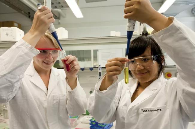 Studentinnen Chemie Reagenzglas labor rhb 20130710 Bild 62 lichtenscheidt.jpg (DE)