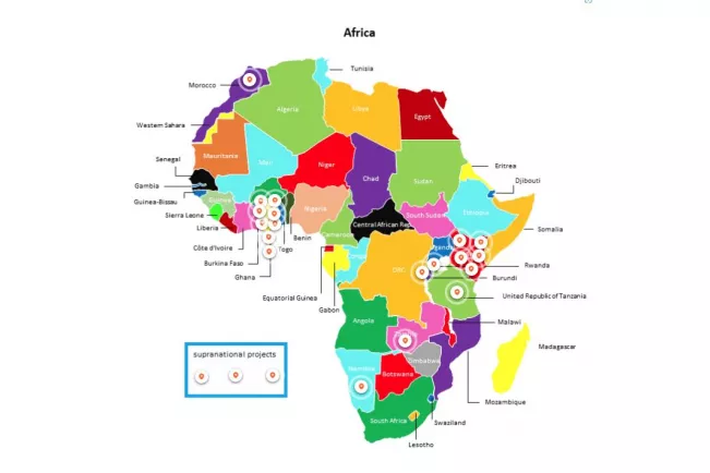 Afrikakarte mit H-BRS Projekten