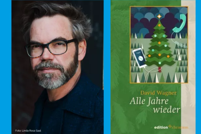 David Wagner und Cover des Buchs "Alle Jahre wieder"