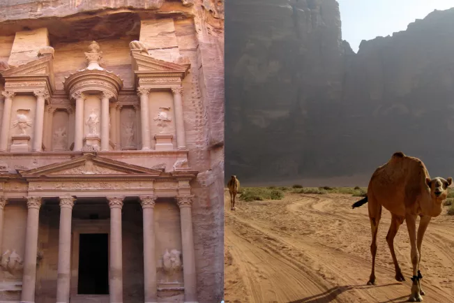 Collage Jordanien Petra und Lawrence's spring - Camels