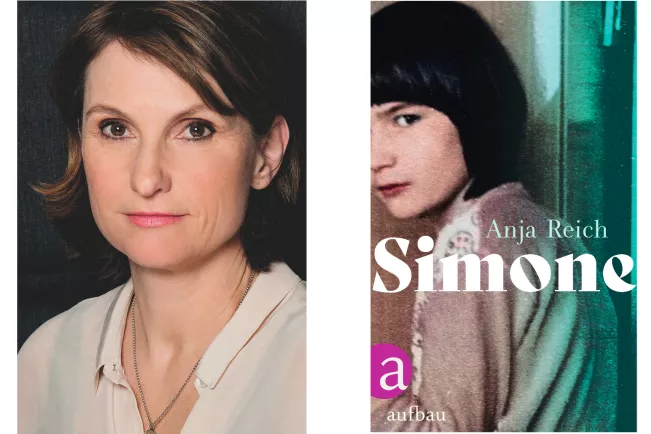 Anja Reich und Buchcover "Simone"