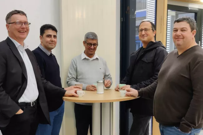 V.l.n.r. Dr. Rainer Herpers, Dr. Ammar Gharaibeh (GJU), Dr. Dhiah Abou-Tair (GJU), Dr. Luigi Lo Iacono und Dr. Ken Kent (UNB) Bild: Nadine Kutz