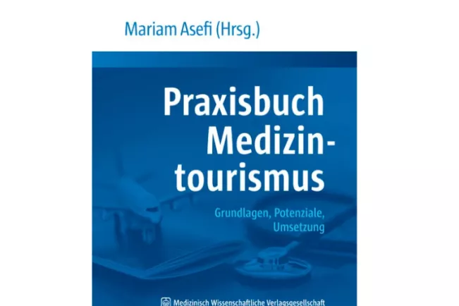 Praxisbuch Medizintourismus mit weißem Rand
