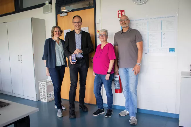 Belüftungs-App vorgestellt. Stephanie Lorek, Prof. Dr. Ingo Gross, Ute Schmitz, Roger Strotmann