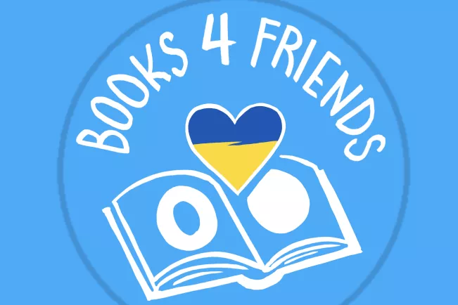 Motiv des Aktionsbuttons der Spendenaktion 'Books for Friends' 2025