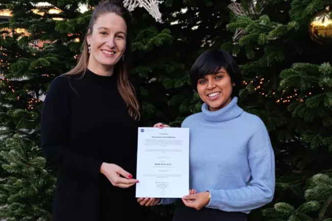 11.12.2025 DAAD-Preis für hervorragende Leistungen internationaler Studierender an Pallavi Aithal Narayan, Masterstudentin im Studiengang Autonomous Systems (MAS)