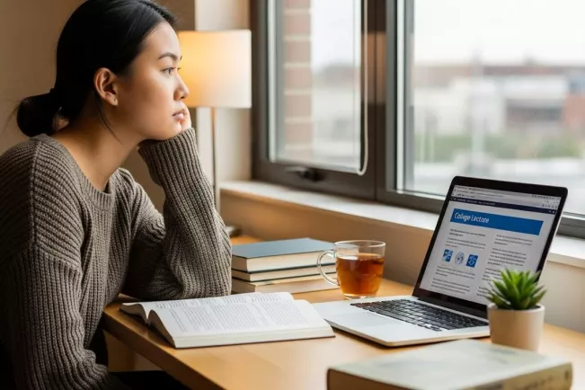 Studentin vorm Laptop