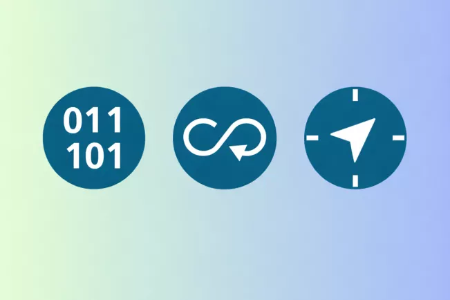 Icons Future Skills vor buntem hintergrund