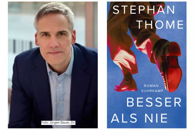 Stephan Thome (c) Jürgen Bauer_SV und Buchcover "Besser als nie"