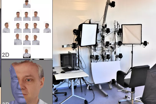 K13-Foto-Stand am BEZ: Aufbau bestehend aus 13 Kameras zur Erfassung von Referenzen