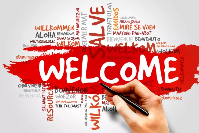 Welcome Schriftzug Colourbox (DE)