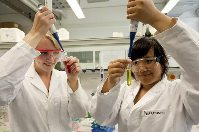 Studentinnen Chemie Reagenzglas labor rhb 20130710 Bild 62 lichtenscheidt.jpg (DE)