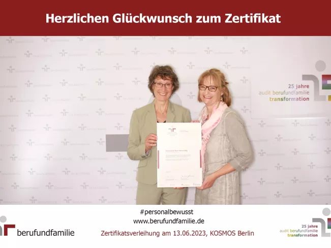 Awarding of the family-friendly university certificate