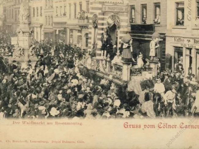 Koelner Rosenmontagszug am Waidmarkt vor 1900 gemeinfrei